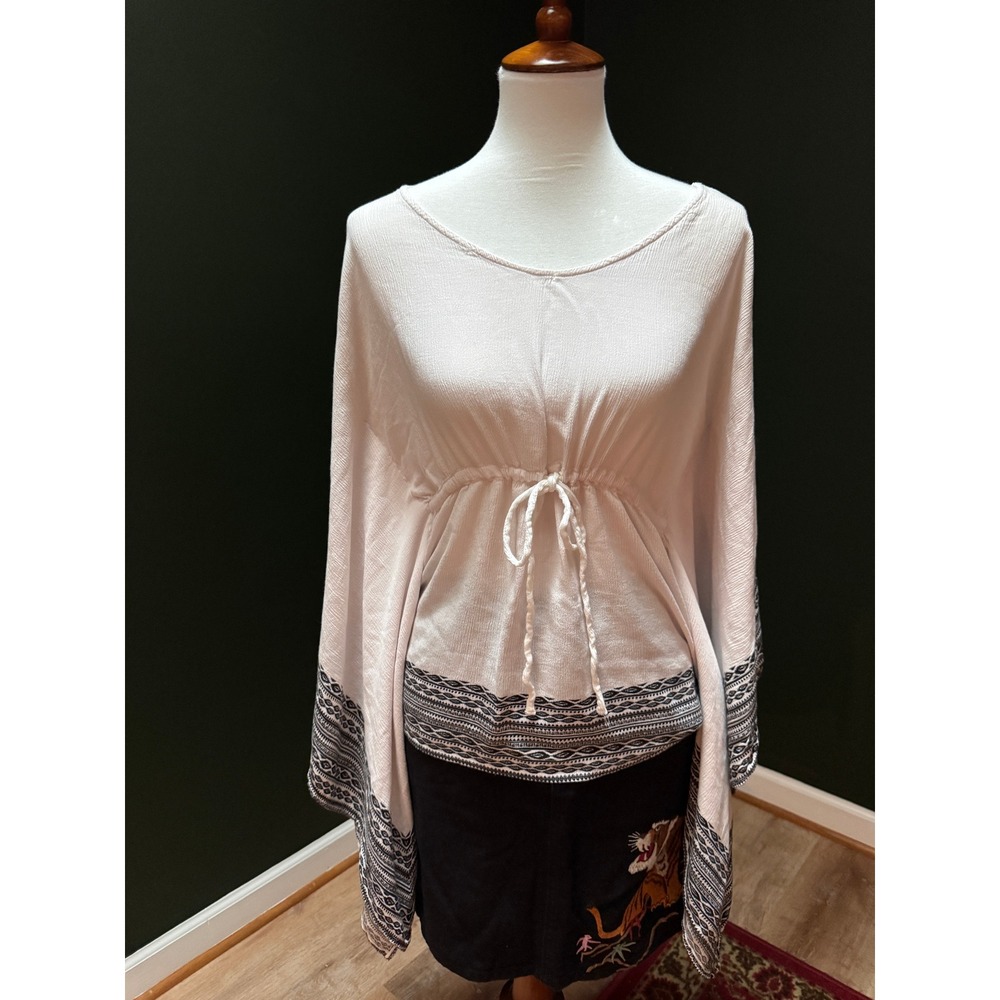Atmosphere Poncho Top Bell Sleeve Drawstring Waist Bohemian Style‎